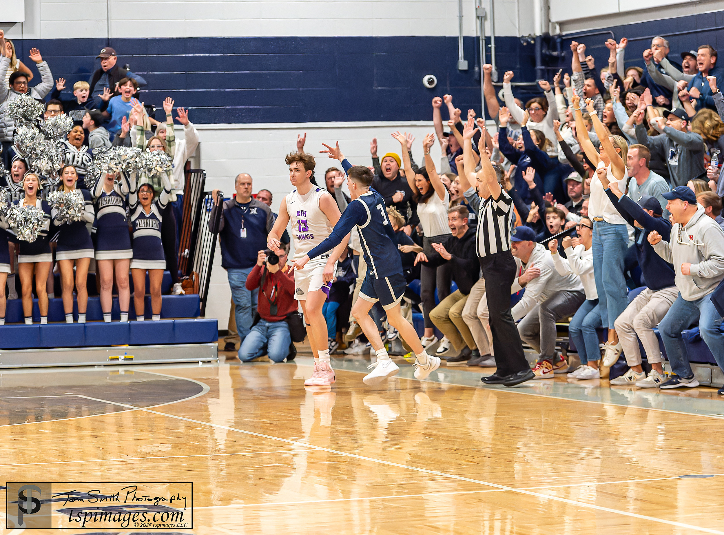 Manasquan senior Jason Larned (3) reacts to hitting the go-ahead three-pointer in the last minute of the NJSIAA Central Jersey Group II championship game vs. Rumson-Fair Haven. (Photo: Tom Smith | tspsportsimages.com)